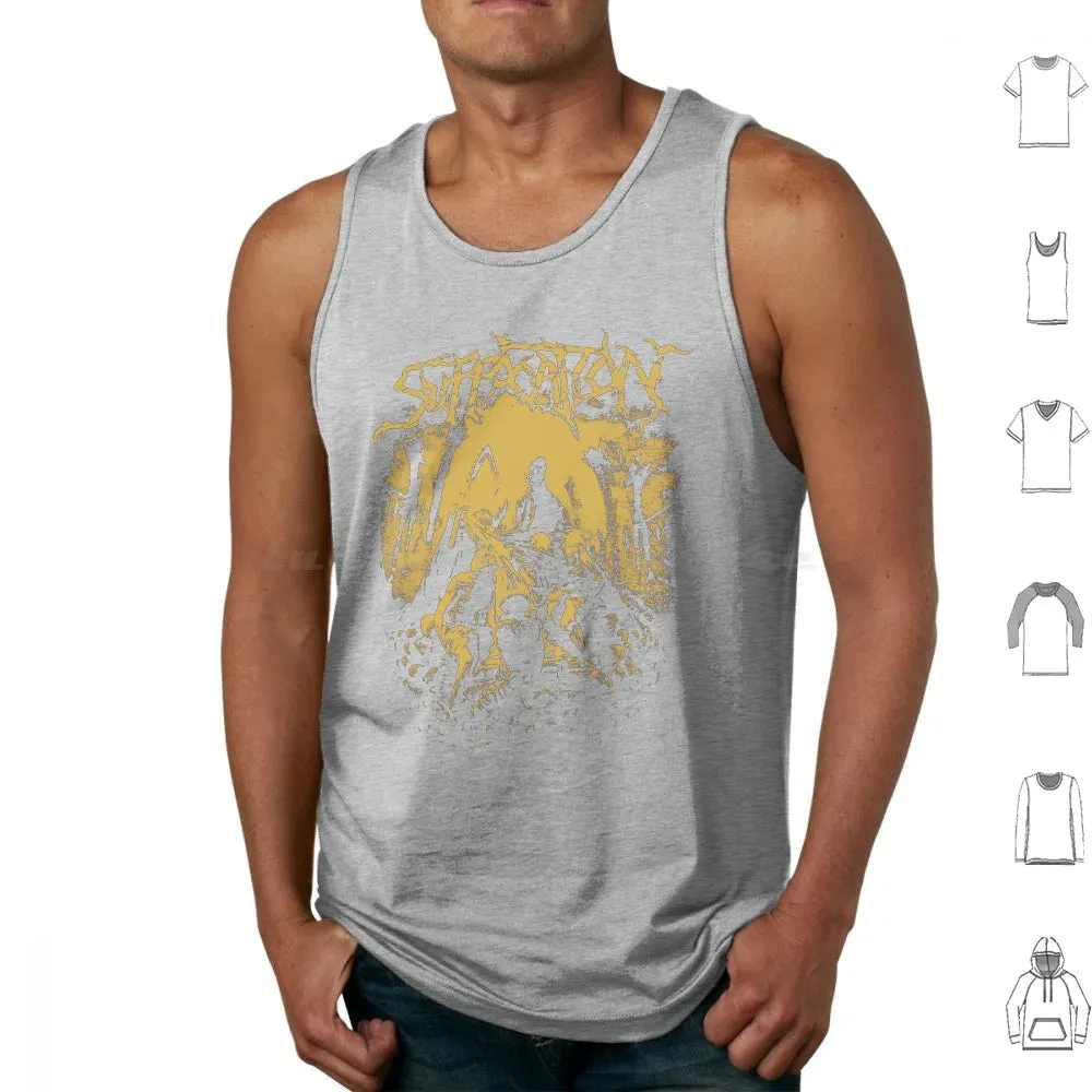 Suffocation Black Metal Band Tank Top – Cotton Print Death Metal Graphic Tee for Men