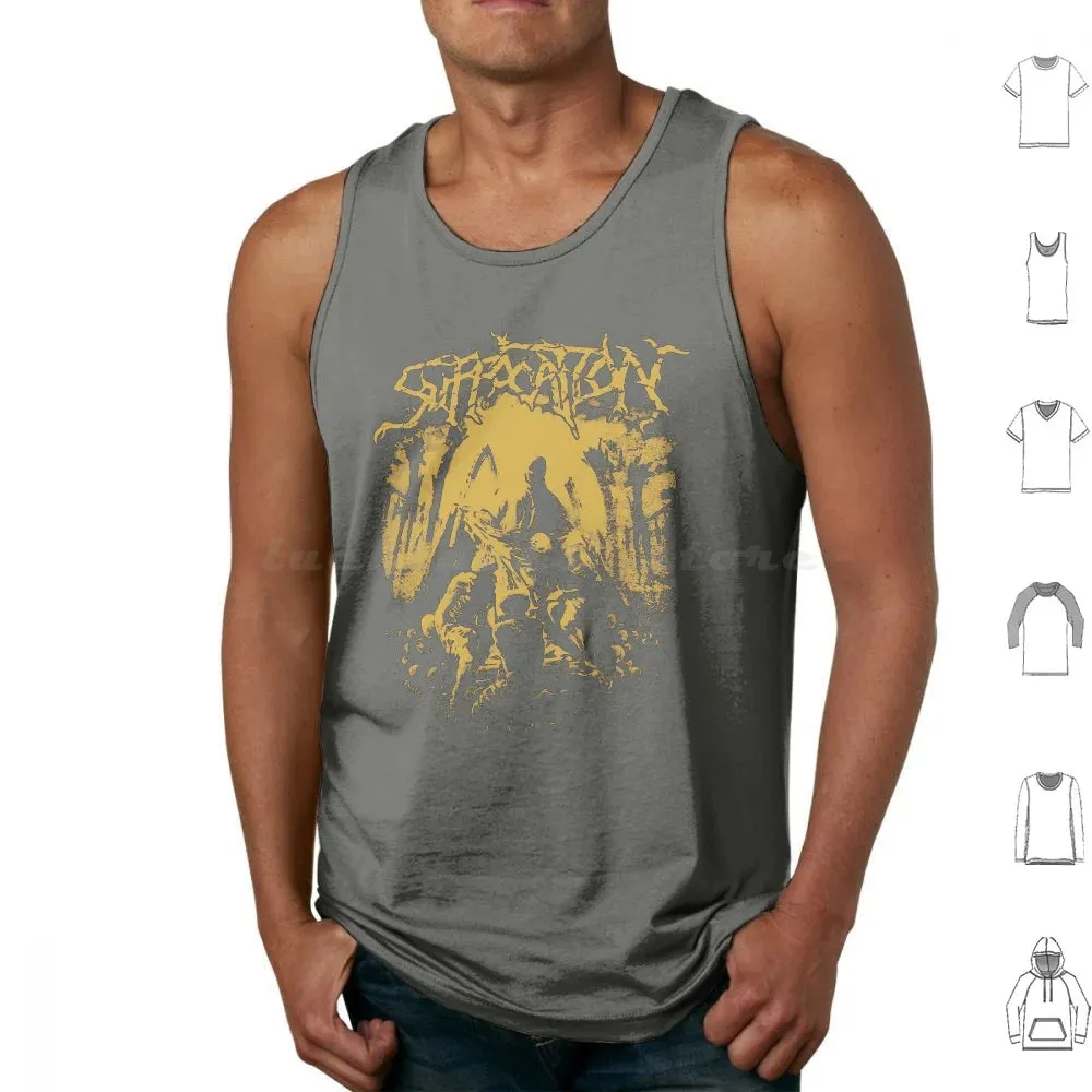 Suffocation Black Metal Band Tank Top – Cotton Print Death Metal Graphic Tee for Men