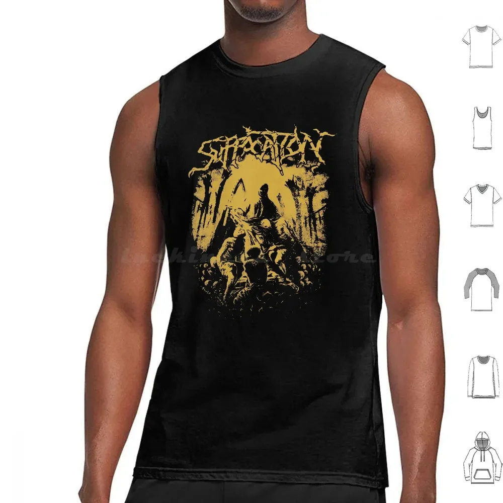 Suffocation Black Metal Band Tank Top – Cotton Print Death Metal Graphic Tee for Men