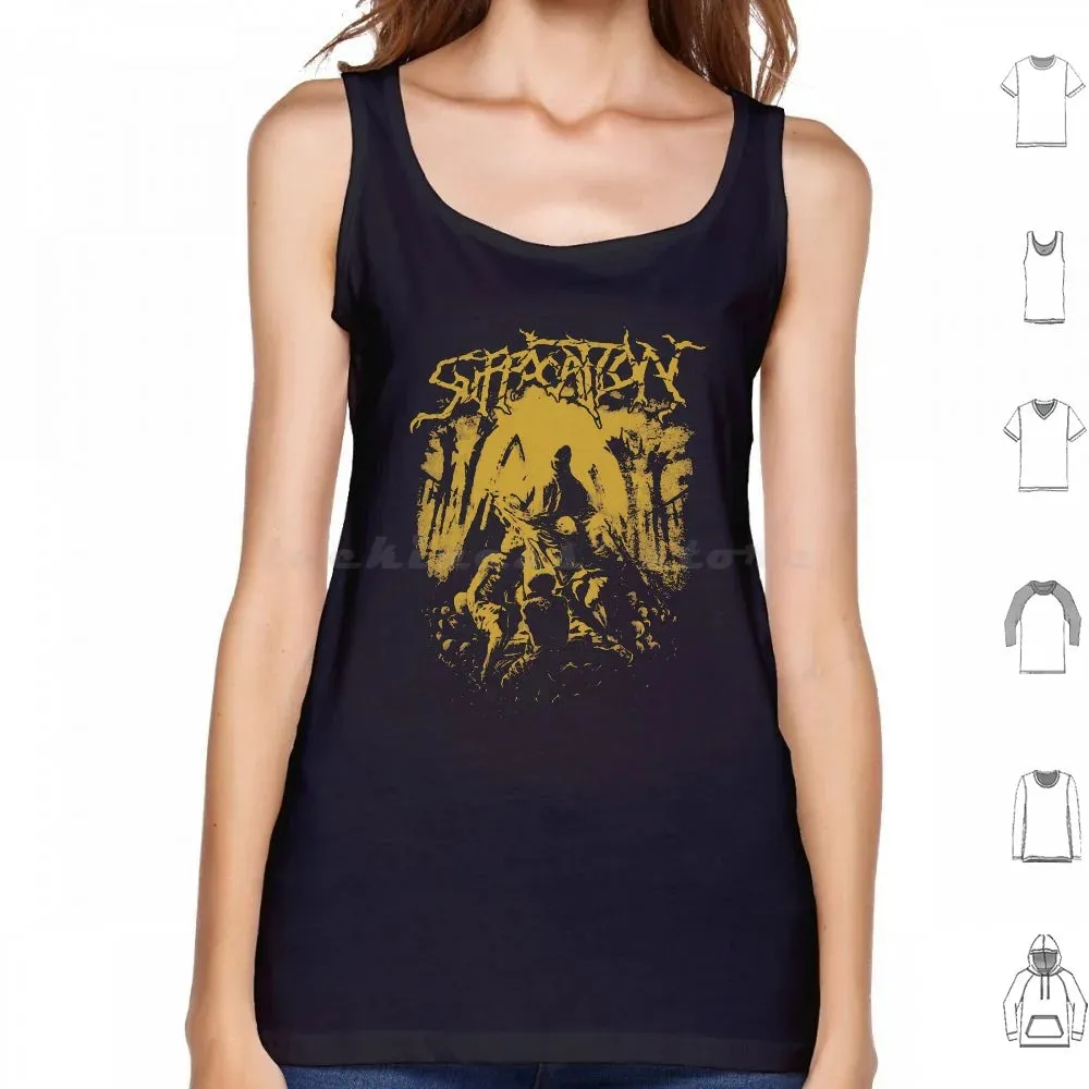 Suffocation Black Metal Band Tank Top – Cotton Print Death Metal Graphic Tee for Men