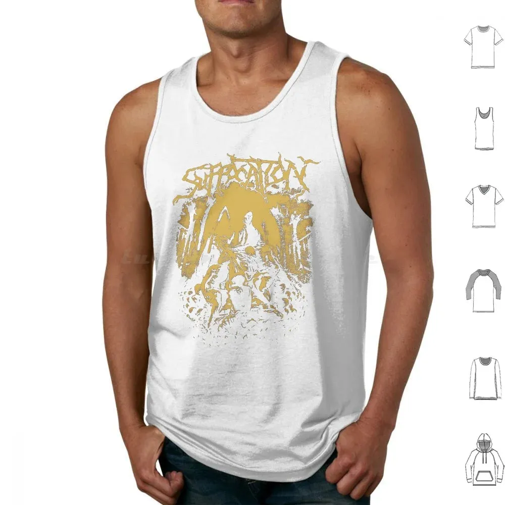 Suffocation Black Metal Band Tank Top – Cotton Print Death Metal Graphic Tee for Men