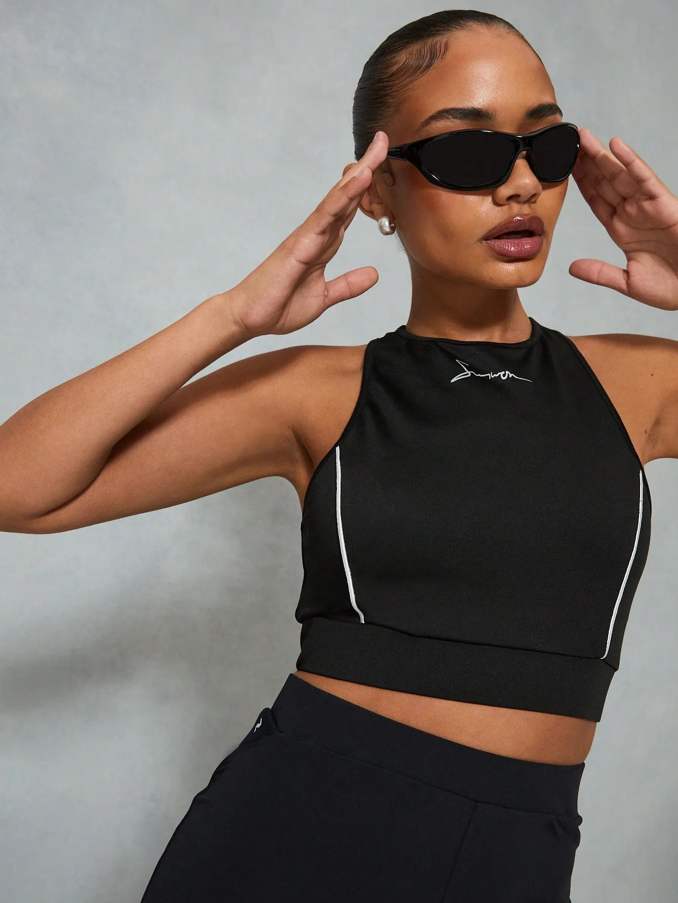SUMWON X WOMEN Tank Tops With Piping And Front Print