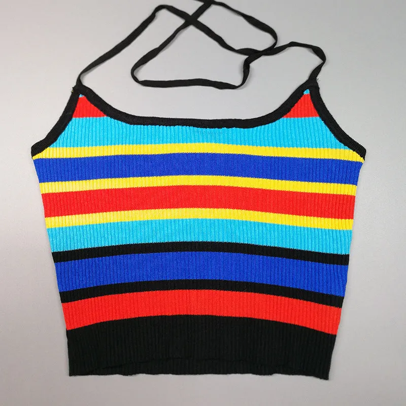 Suspender Striped Rainbow Vest