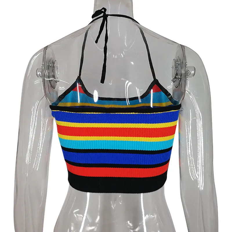 Suspender Striped Rainbow Vest