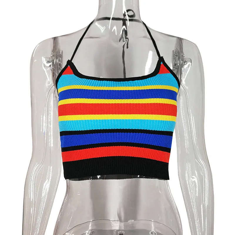 Suspender Striped Rainbow Vest