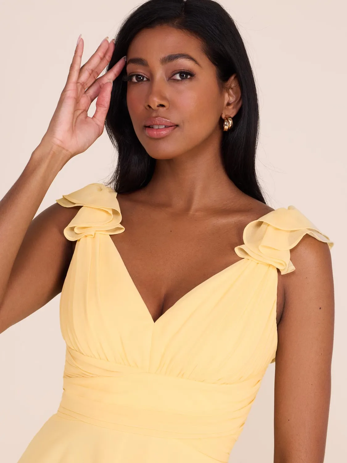 V-Neck Fit & Flare Chiffon Dress
