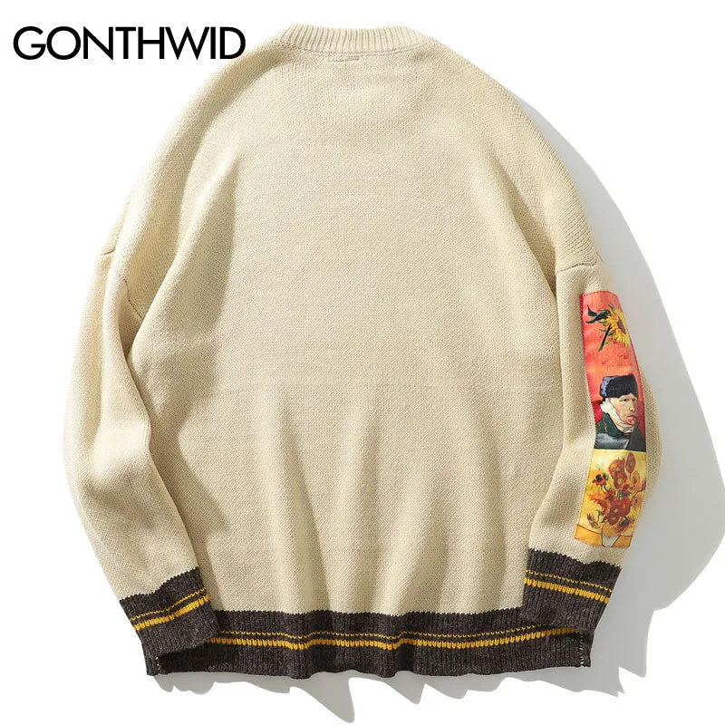 Van Gogh Sleeve Patchwork Sweaters