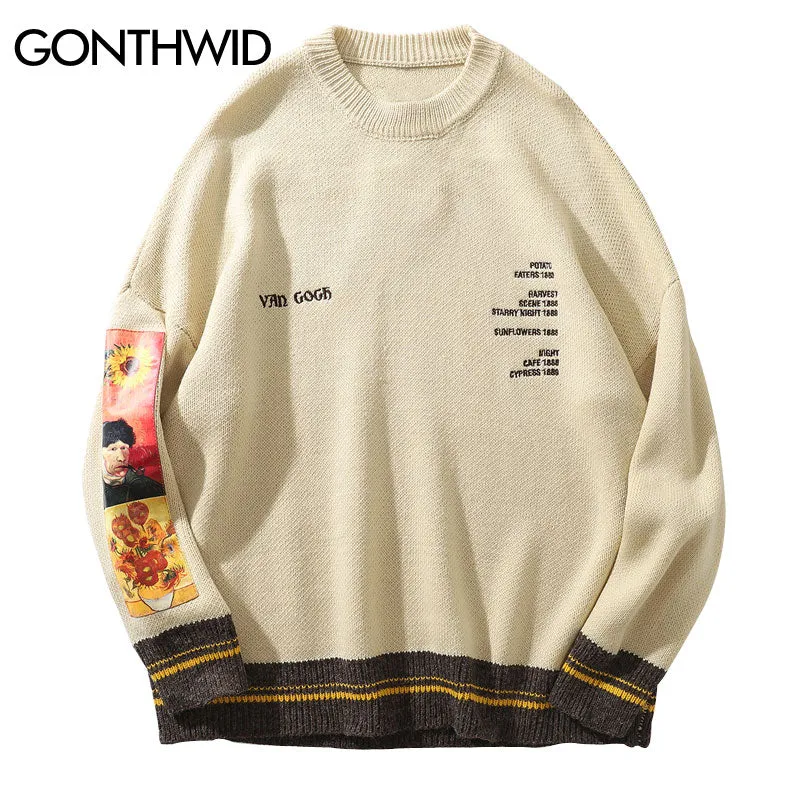 Van Gogh Sleeve Patchwork Sweaters