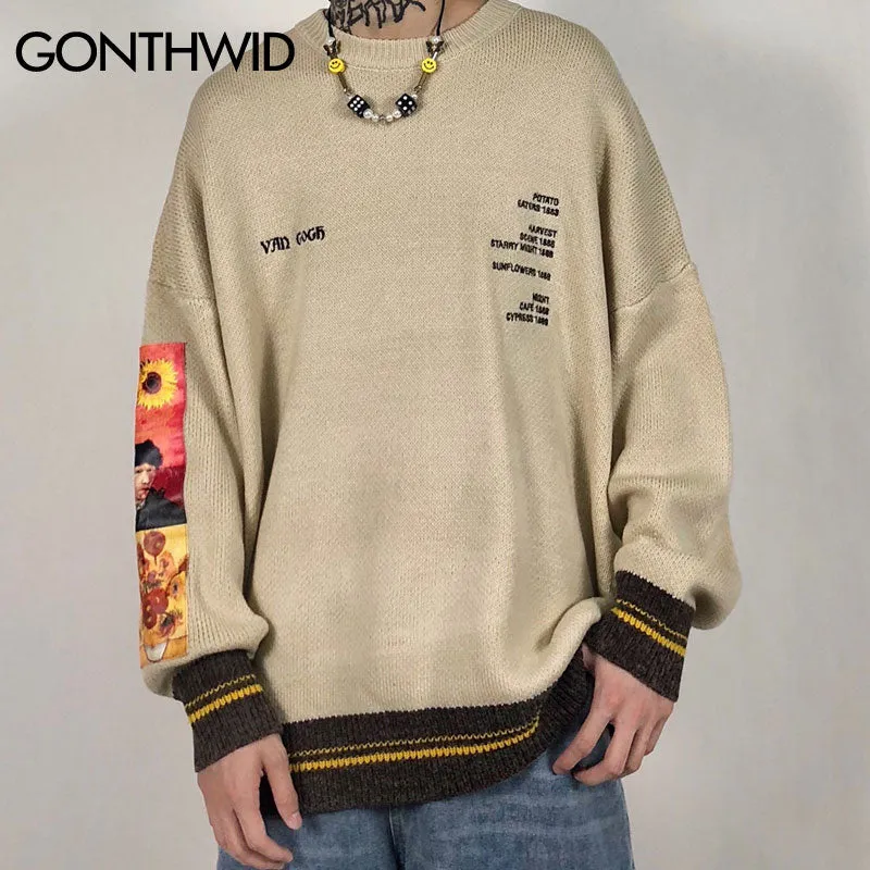 Van Gogh Sleeve Patchwork Sweaters