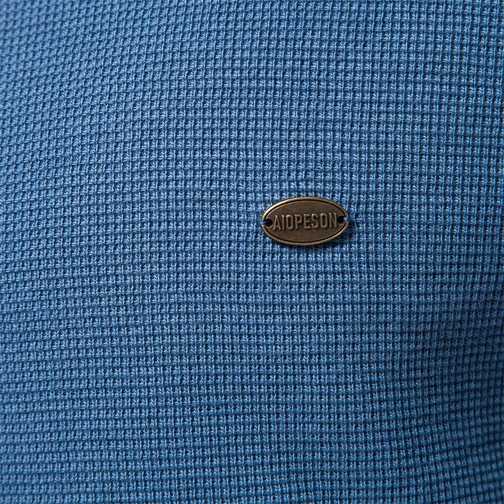 Waffle Henley Basic Long Sleeves T-Shirt