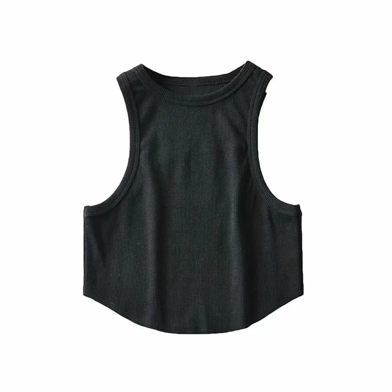 Weekeep Sleeveless Rib Knit White Casual Tank Top Women's Summer