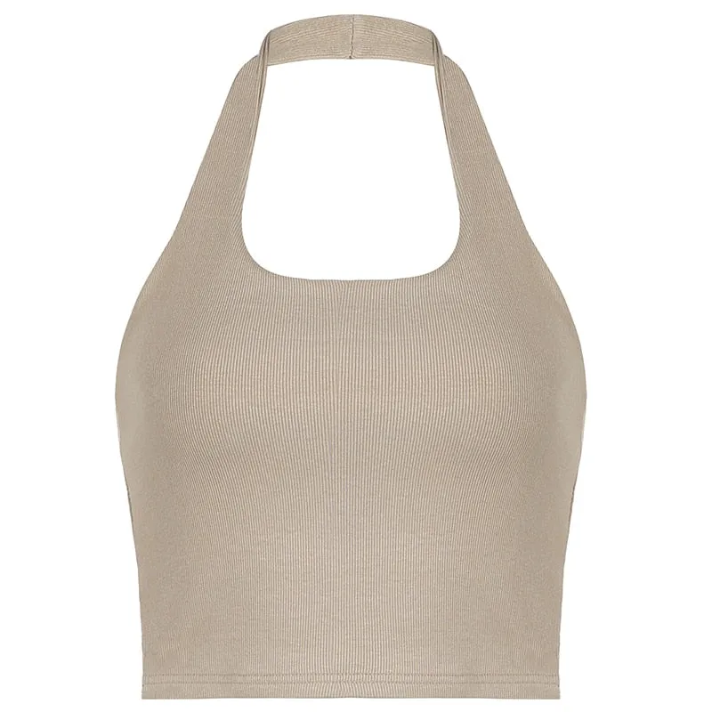 Weekeep Sleeveless Rib Knit White Casual Tank Top Women's Summer